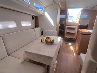 Salon of Brasilia, a Jeanneau Sun Odyssey 410 sailboat at Cannigione, Italy