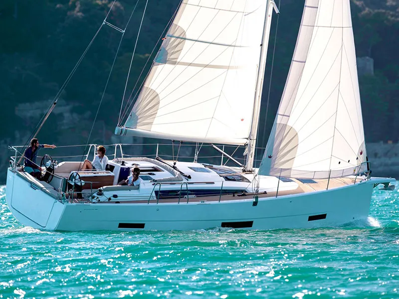 Exterior view of Barone, a Dufour 390 GL sailboat at Grad Šibenik, Croatia