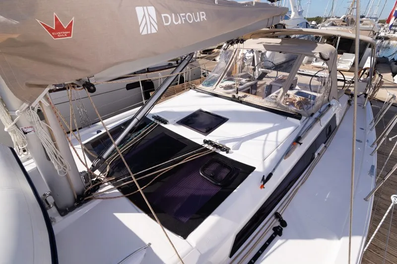 Deck of Barone, a Dufour 390 GL sailboat at Grad Šibenik, Croatia