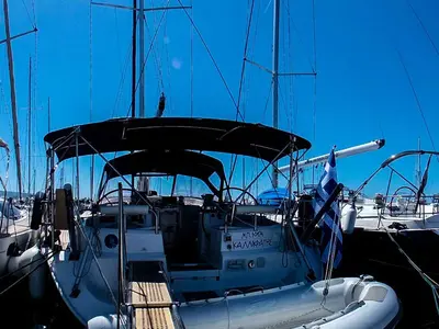 Deck of Kallikratis, a Ocean Star 56.1 sailboat at Athens, Marina Delta Kallithea, Greece