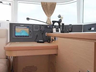 Cockpit of Lagoon 440, a catamaran at Preveza, Greece