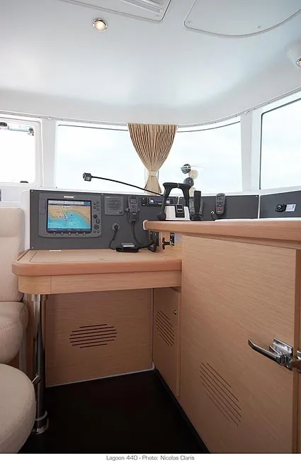Cockpit of Lagoon 440, a catamaran at Preveza, Greece