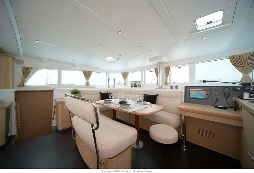 Salon of Lagoon 440, a catamaran at Preveza, Greece