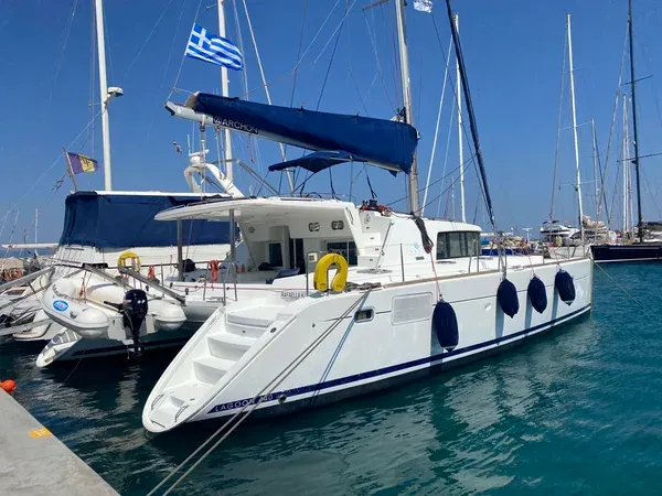 Exterior view of Lagoon 440, a catamaran at Preveza, Greece