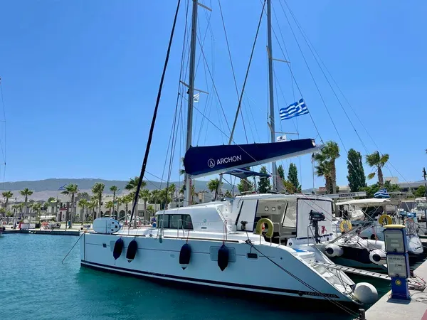 Exterior view of Lagoon 440, a catamaran at Preveza, Greece