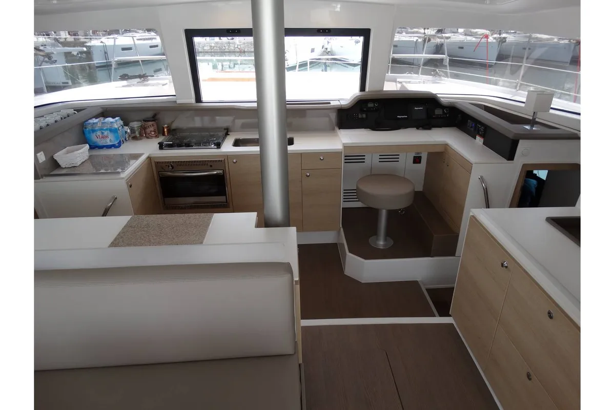 Galley of Kos 41.14, a Bali 4.1 catamaran at Athens, Greece