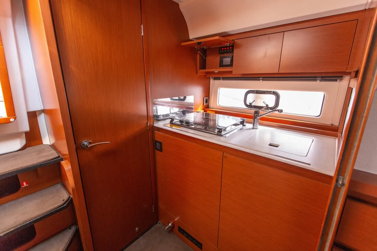 Galley of Leader 36, a Jeanneau Leader 36 motor yacht at Grad Pula, Croatia