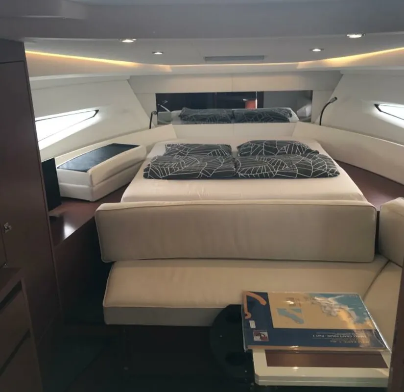 Cabin on Leader 36, a Jeanneau Leader 36 motor yacht at Grad Pula, Croatia