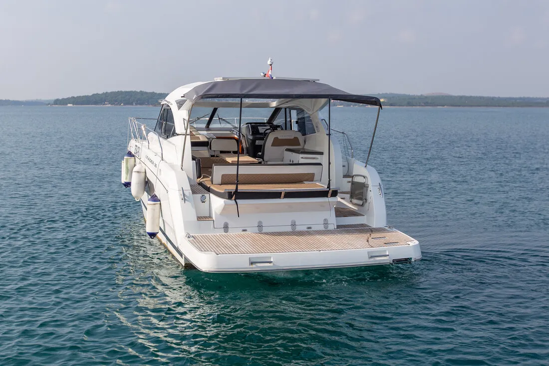 Exterior view of Leader 36, a Jeanneau Leader 36 motor yacht at Grad Pula, Croatia
