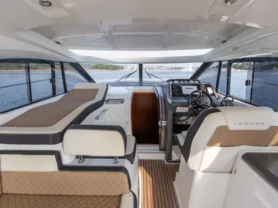 Cockpit of Leader 36, a Jeanneau Leader 36 motor yacht at Grad Pula, Croatia