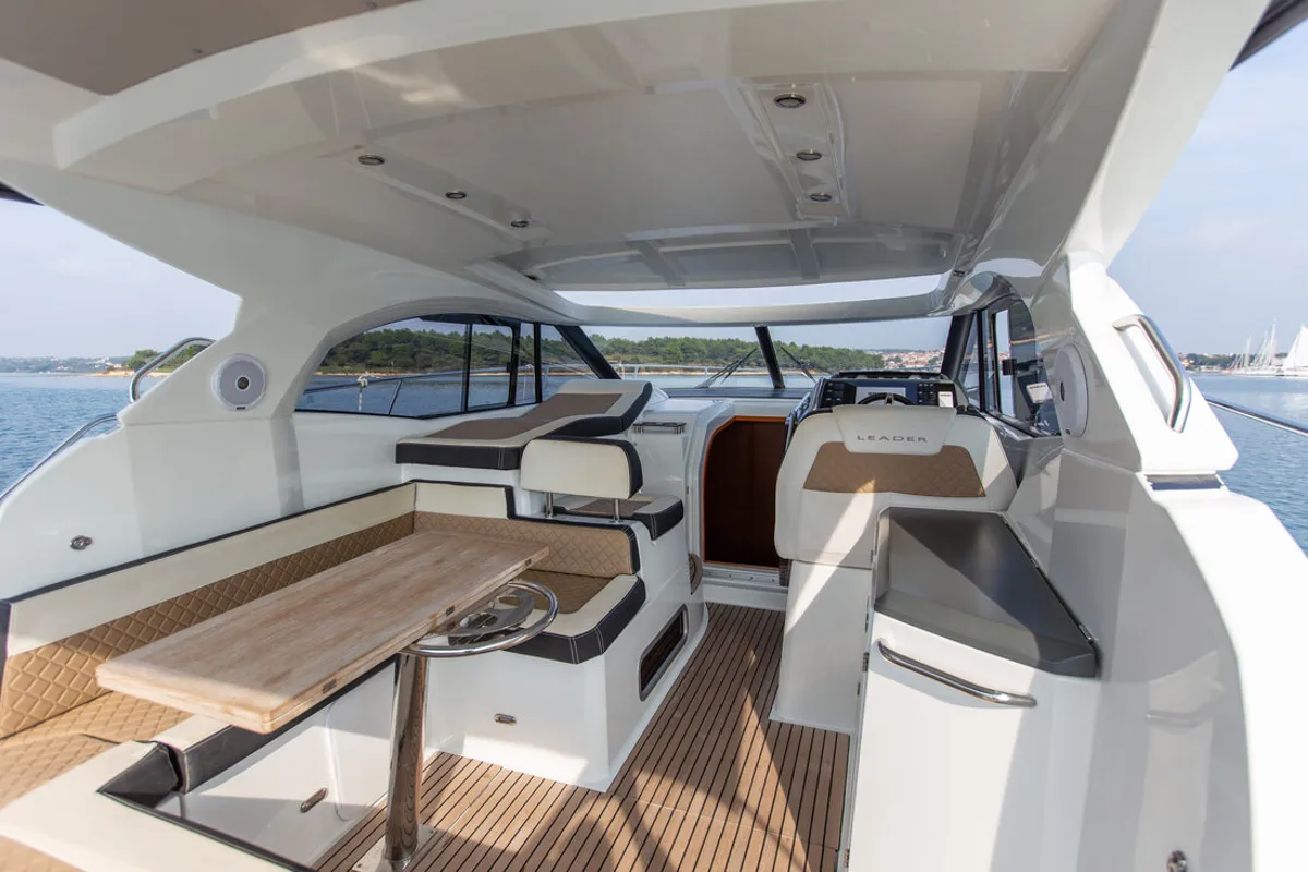 Deck of Leader 36, a Jeanneau Leader 36 motor yacht at Grad Pula, Croatia