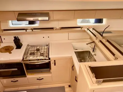 Galley of Nada III, a Jeanneau 64 sailboat at Grad Pula, Croatia