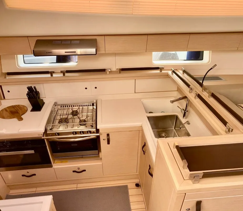 Galley of Nada III, a Jeanneau 64 sailboat at Grad Pula, Croatia