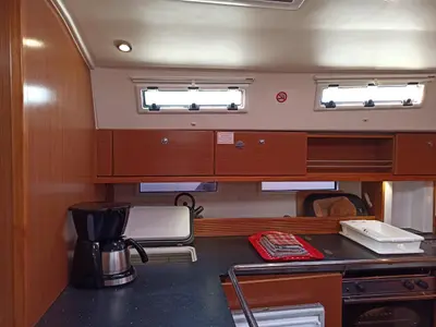Galley of Saffron, a Bavaria 45 Cruiser sailboat at Lefkada, Greece