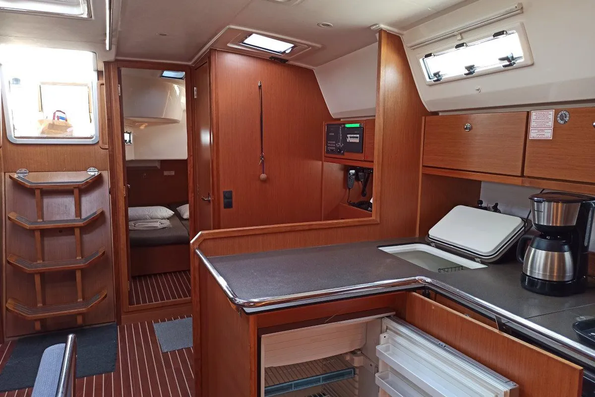 Galley of Saffron, a Bavaria 45 Cruiser sailboat at Lefkada, Greece