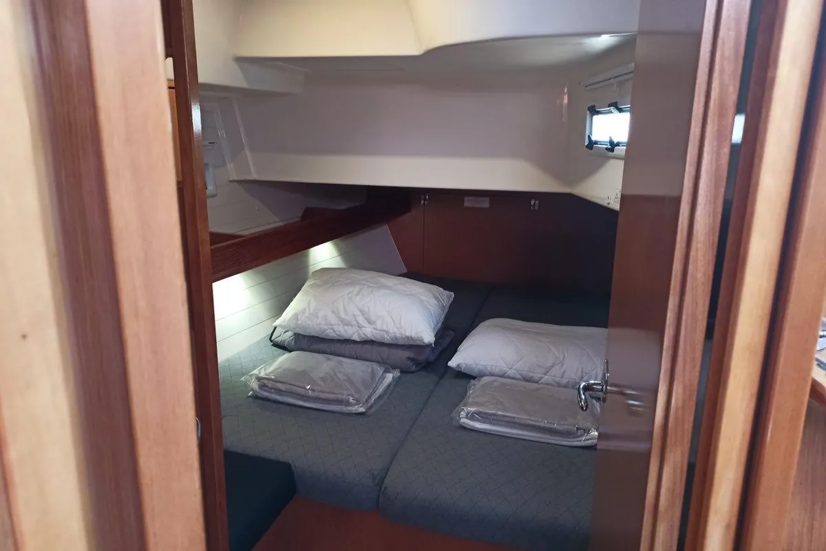 Cabin on Saffron, a Bavaria 45 Cruiser sailboat at Lefkada, Greece