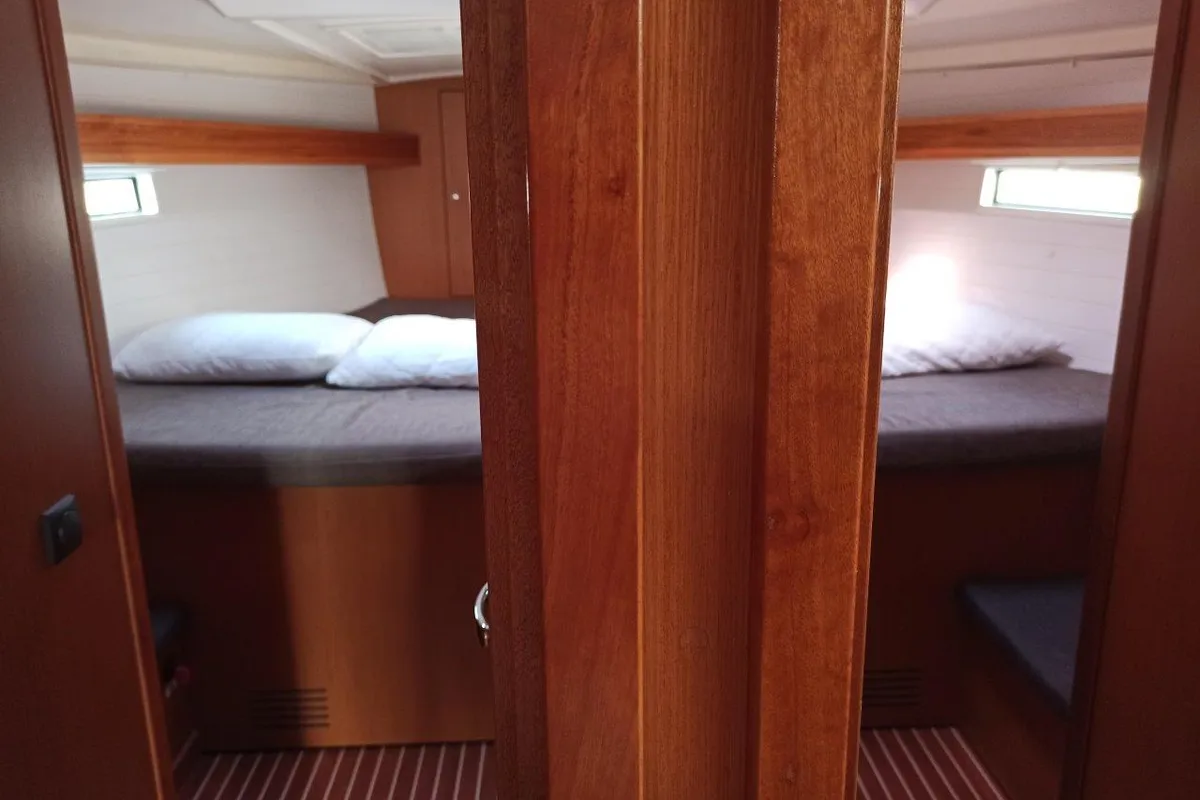Cabin on Saffron, a Bavaria 45 Cruiser sailboat at Lefkada, Greece