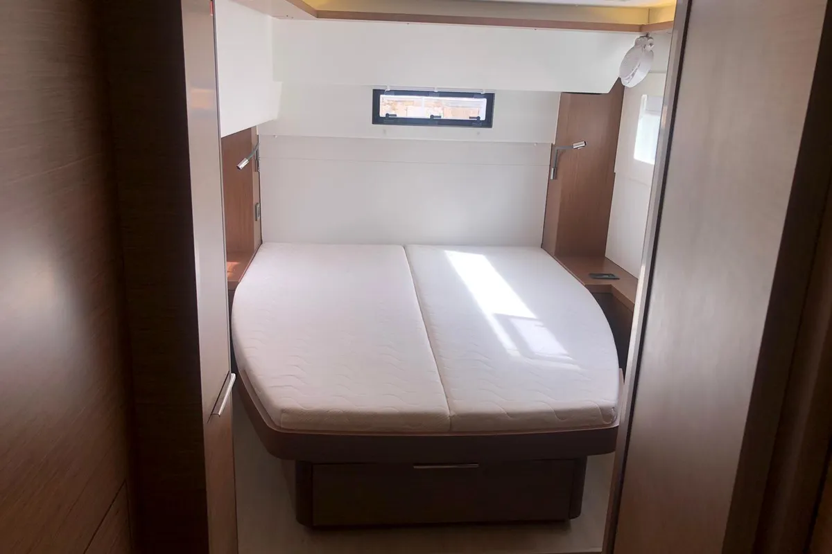 Cabin on Terra Sarda, a Lagoon 46 catamaran at Cagliari, Italy