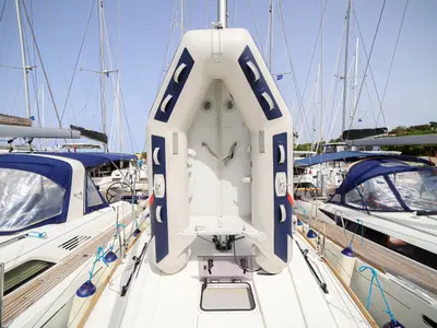 Deck of Il Moro di Lamezia - Standard line, a Beneteau Oceanis 35.1 sailboat at Olbia, Italy