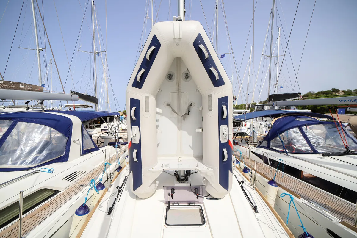 Deck of Il Moro di Lamezia - Standard line, a Beneteau Oceanis 35.1 sailboat at Olbia, Italy