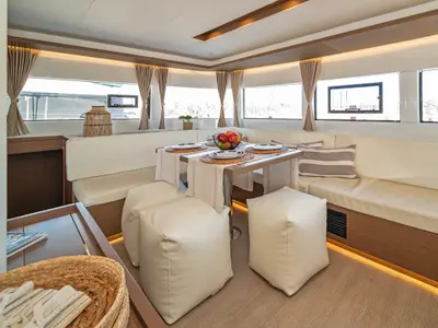 Deck of Spiros, a Lagoon 50 catamaran at Athens, Greece
