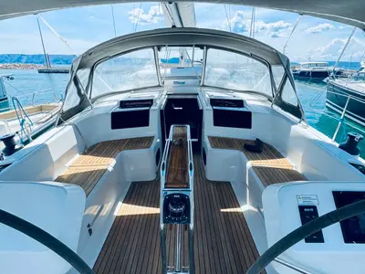 Cockpit of ARYA, a Beneteau Oceanis 46.1 sailboat at Novi Vinodolski, Croatia