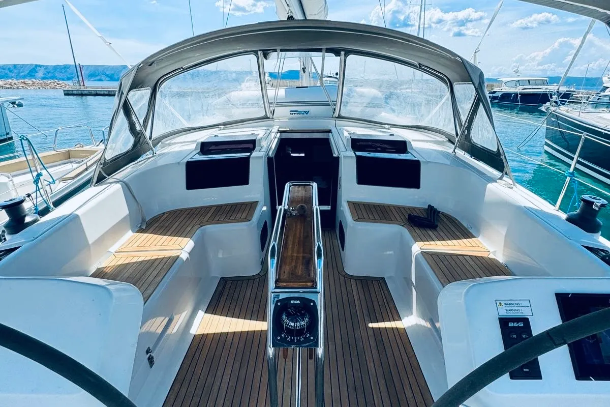 Cockpit of ARYA, a Beneteau Oceanis 46.1 sailboat at Novi Vinodolski, Croatia