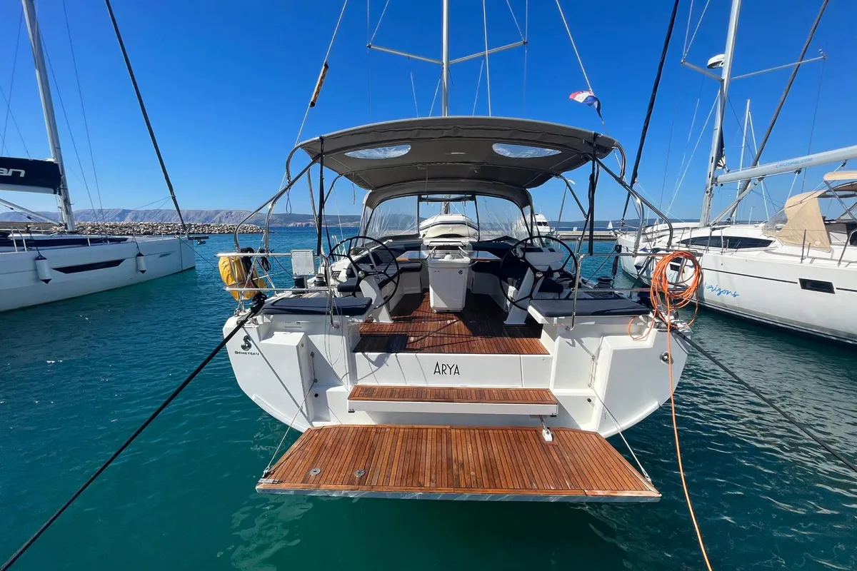 Exterior view of ARYA, a Beneteau Oceanis 46.1 sailboat at Novi Vinodolski, Croatia