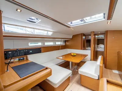 Salon of Ciao Bao, a Jeanneau Sun Odyssey 519 sailboat at Grad Kaštela, Croatia