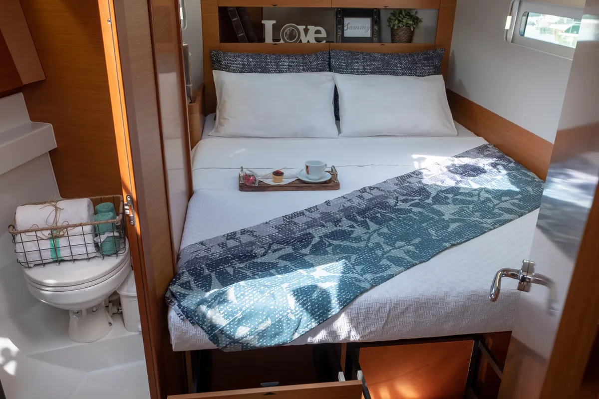 Galley of Sammy, a Jeanneau Sun Odyssey 410 sailboat at Municipal Unit of Lefkada, Greece