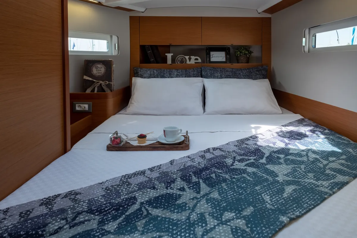 Cabin on Sammy, a Jeanneau Sun Odyssey 410 sailboat at Municipal Unit of Lefkada, Greece