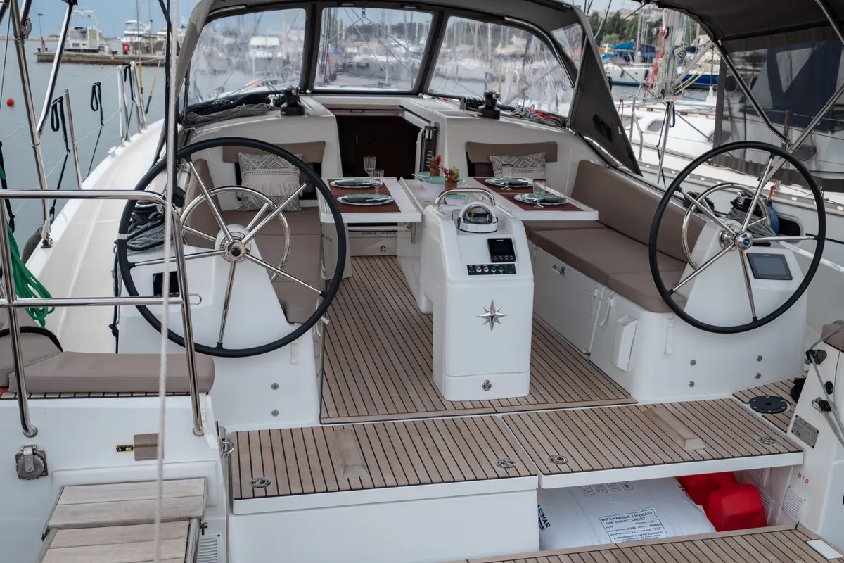 Sammy, a Jeanneau Sun Odyssey 410 sailboat at Municipal Unit of Lefkada, Greece