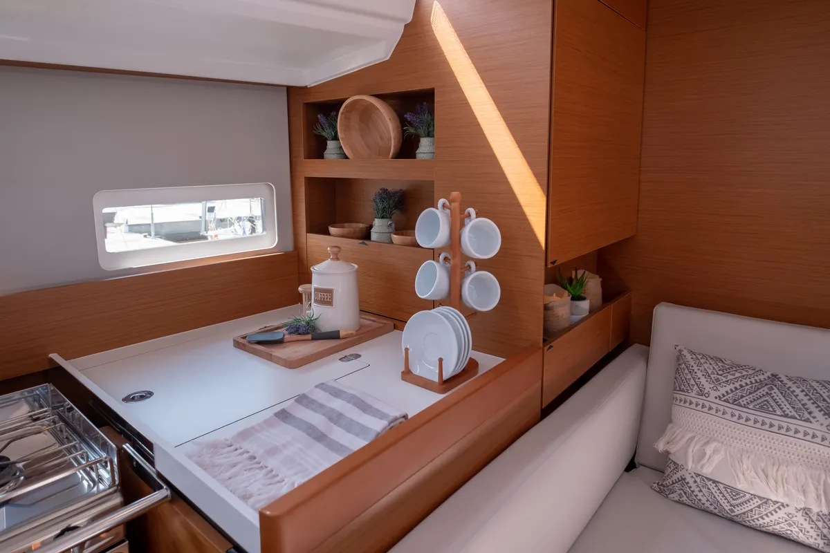 Sammy, a Jeanneau Sun Odyssey 410 sailboat at Municipal Unit of Lefkada, Greece