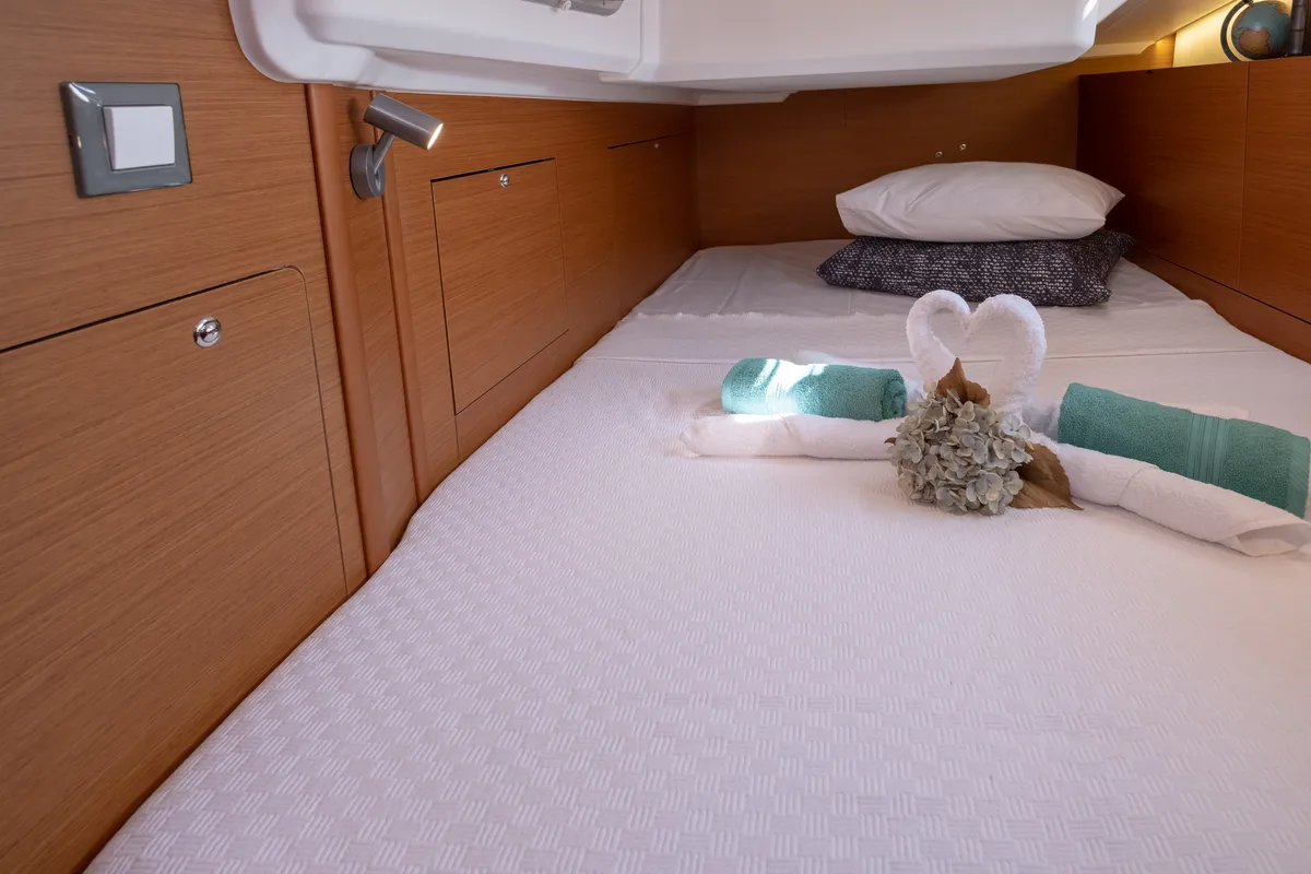 Sammy, a Jeanneau Sun Odyssey 410 sailboat at Municipal Unit of Lefkada, Greece