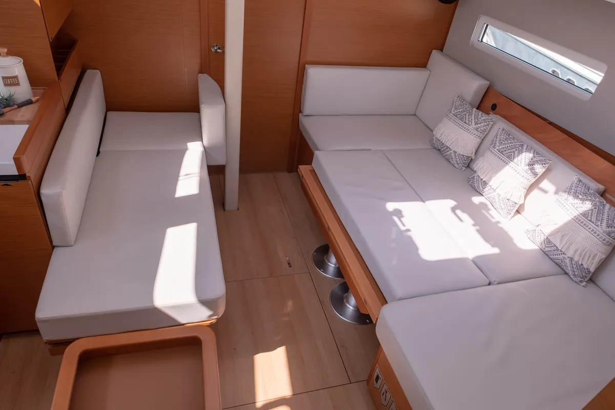 Salon of Sammy, a Jeanneau Sun Odyssey 410 sailboat at Municipal Unit of Lefkada, Greece