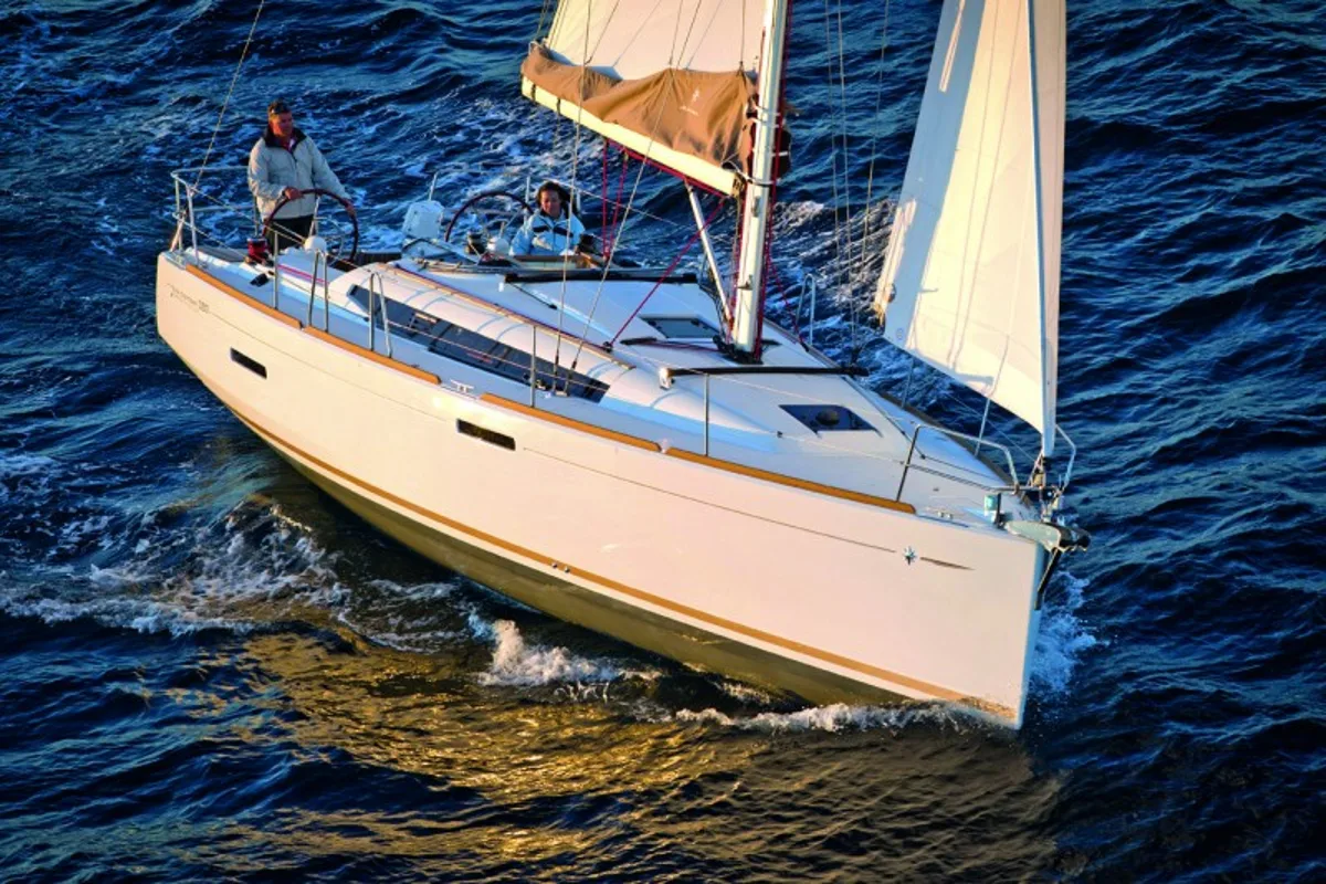 Exterior view of Tequila Sunrise, a Jeanneau Sun Odyssey 389 sailboat at Skradin, Croatia