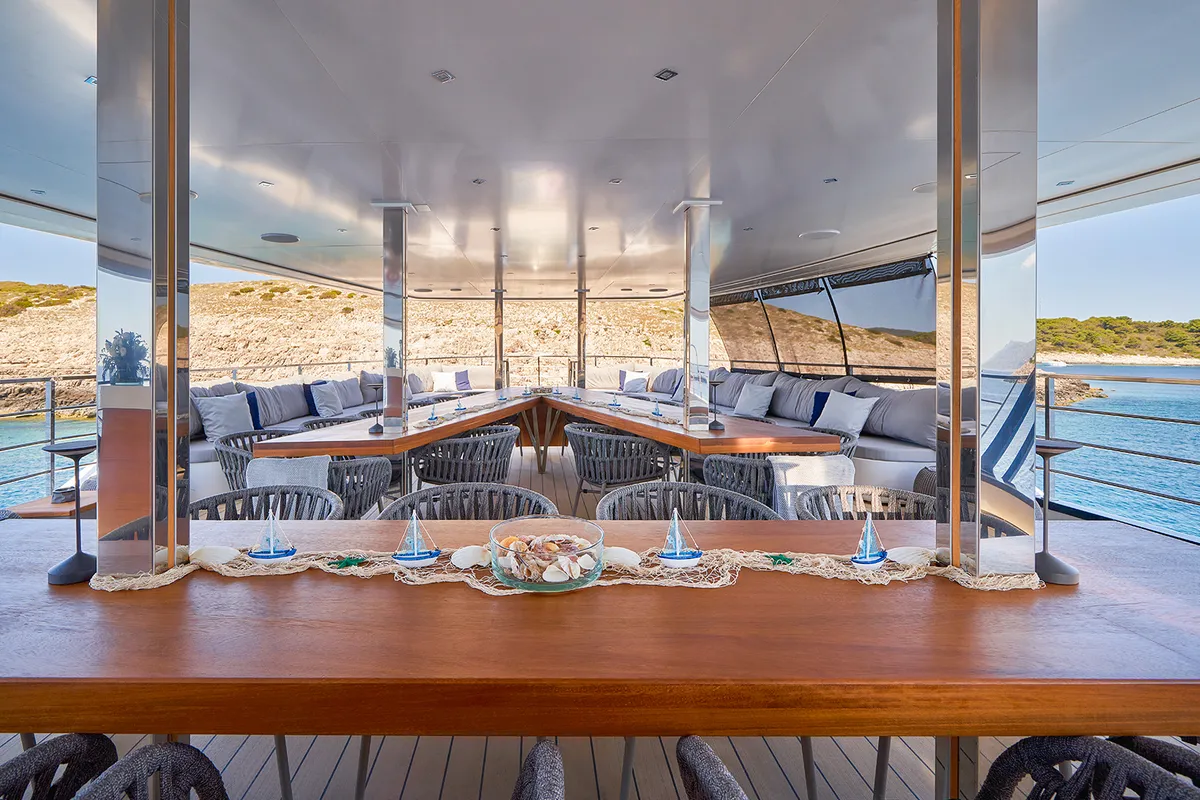 Deck of ARGO, a Gulet Luxury Motor Yacht motor yacht at Split, Croatia