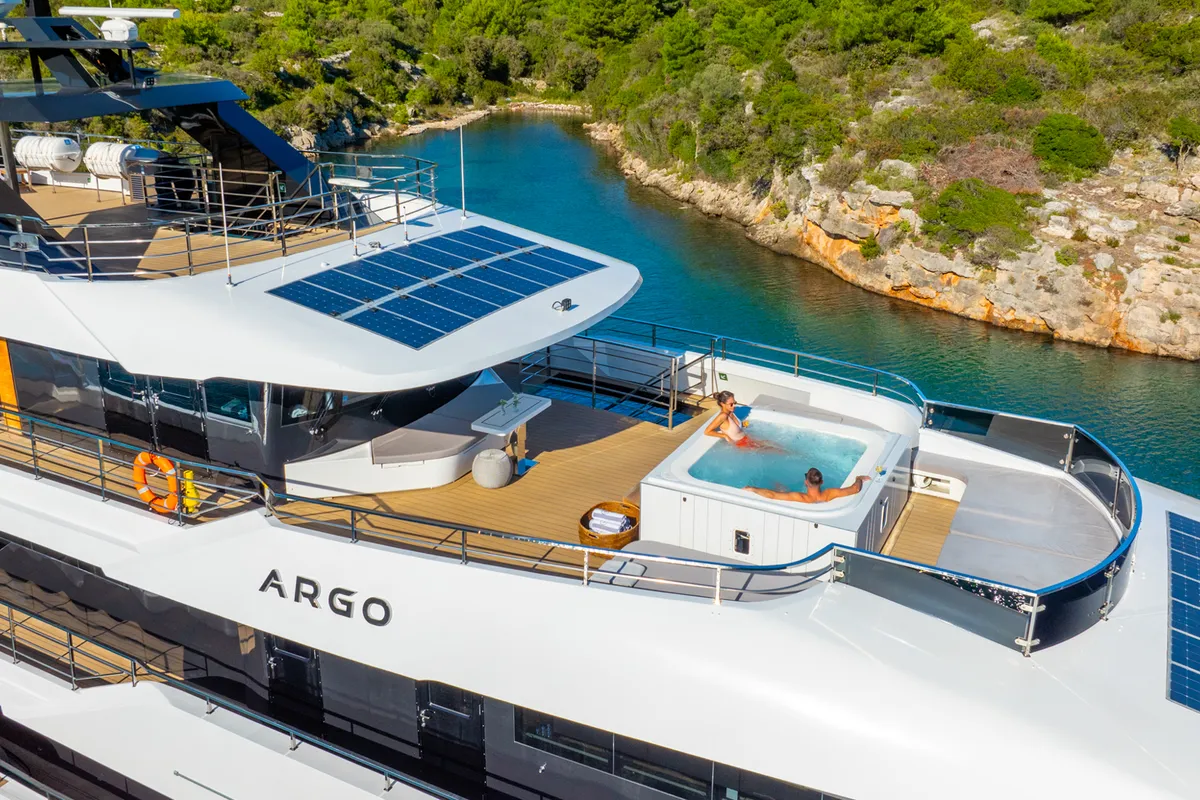 Deck of ARGO, a Gulet Luxury Motor Yacht motor yacht at Split, Croatia