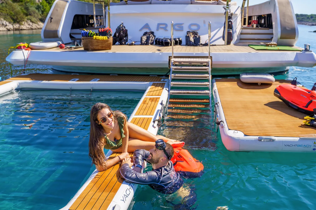 Deck of ARGO, a Gulet Luxury Motor Yacht motor yacht at Split, Croatia