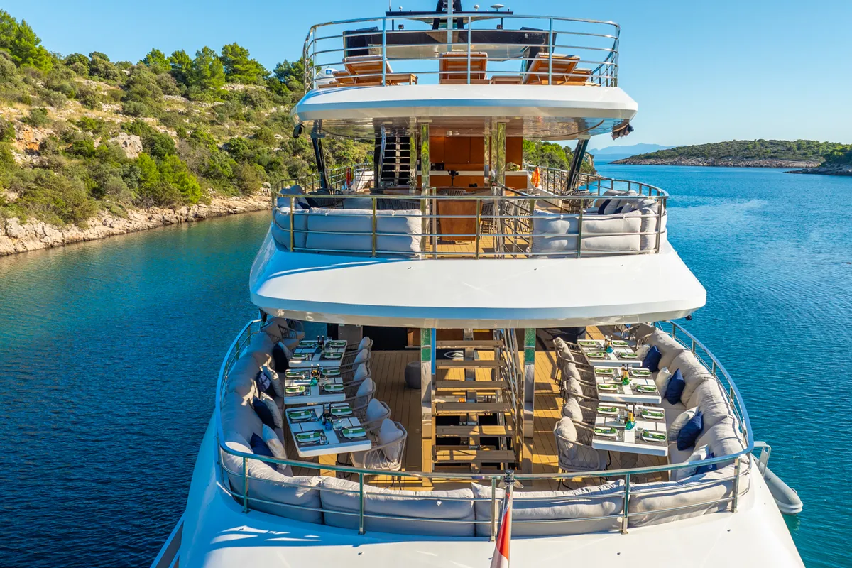 Deck of ARGO, a Gulet Luxury Motor Yacht motor yacht at Split, Croatia