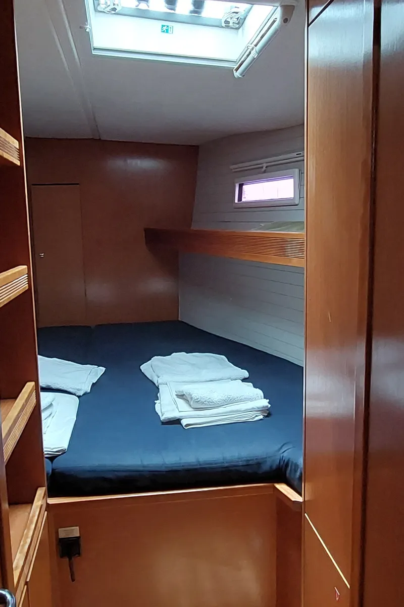Cabin on Little Secret, a Bavaria 55 Cruiser sailboat at Athens, Greece