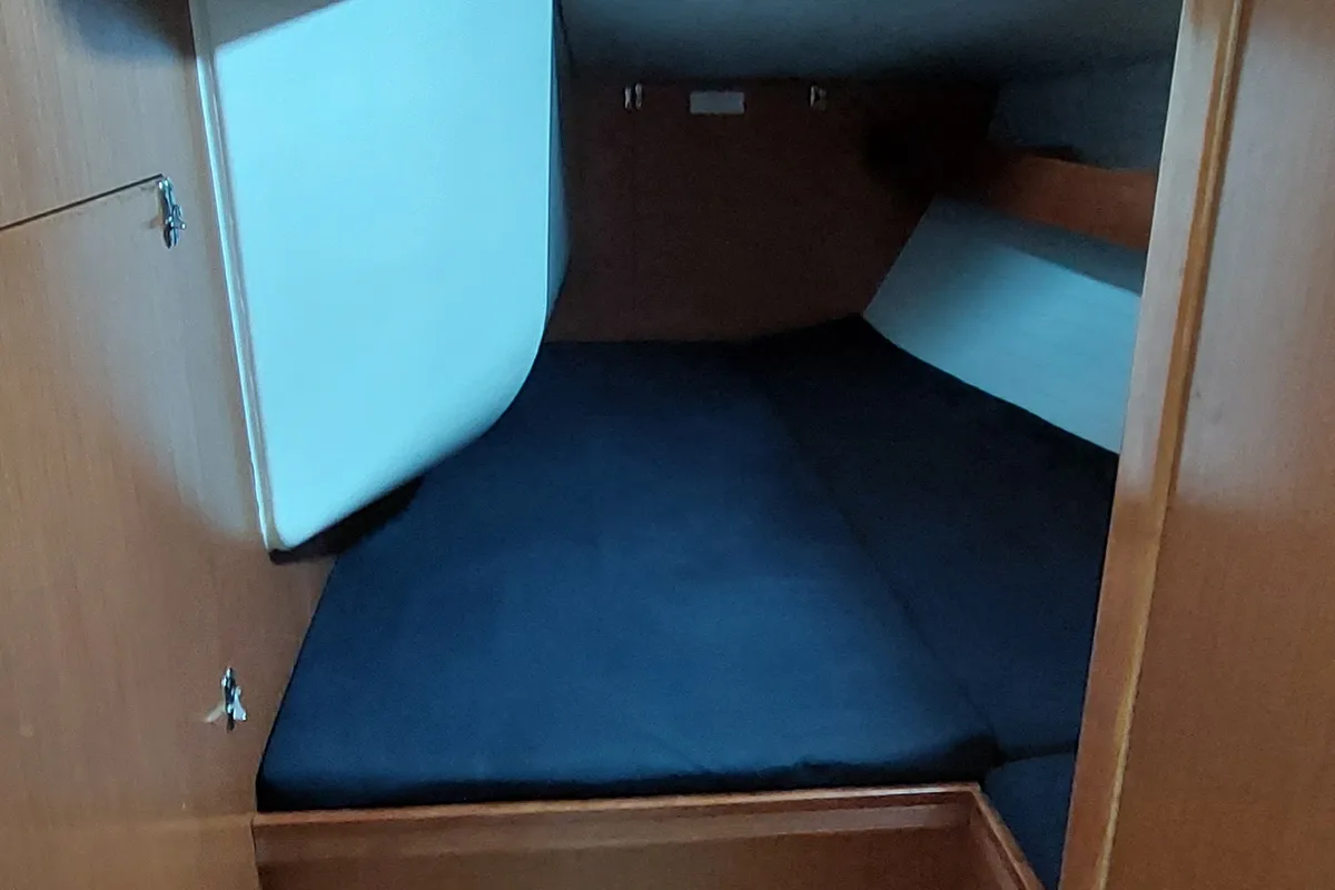 Cabin on Little Secret, a Bavaria 55 Cruiser sailboat at Athens, Greece