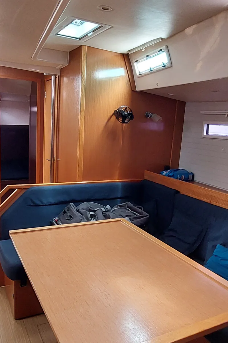 Salon of Little Secret, a Bavaria 55 Cruiser sailboat at Athens, Greece
