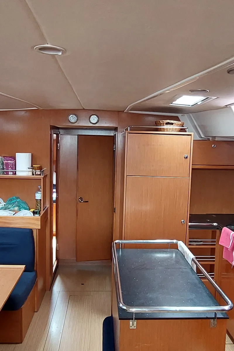 Salon of Little Secret, a Bavaria 55 Cruiser sailboat at Athens, Greece