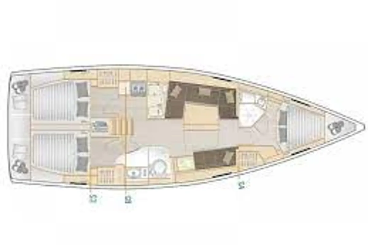 Floor plan of Eight, a Hanse 418 sailboat at Fisksätra, Sweden