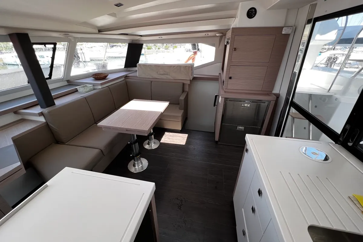 Salon of Elite, a Fountaine Pajot Astréa 42 catamaran at Općina Sukošan, Croatia