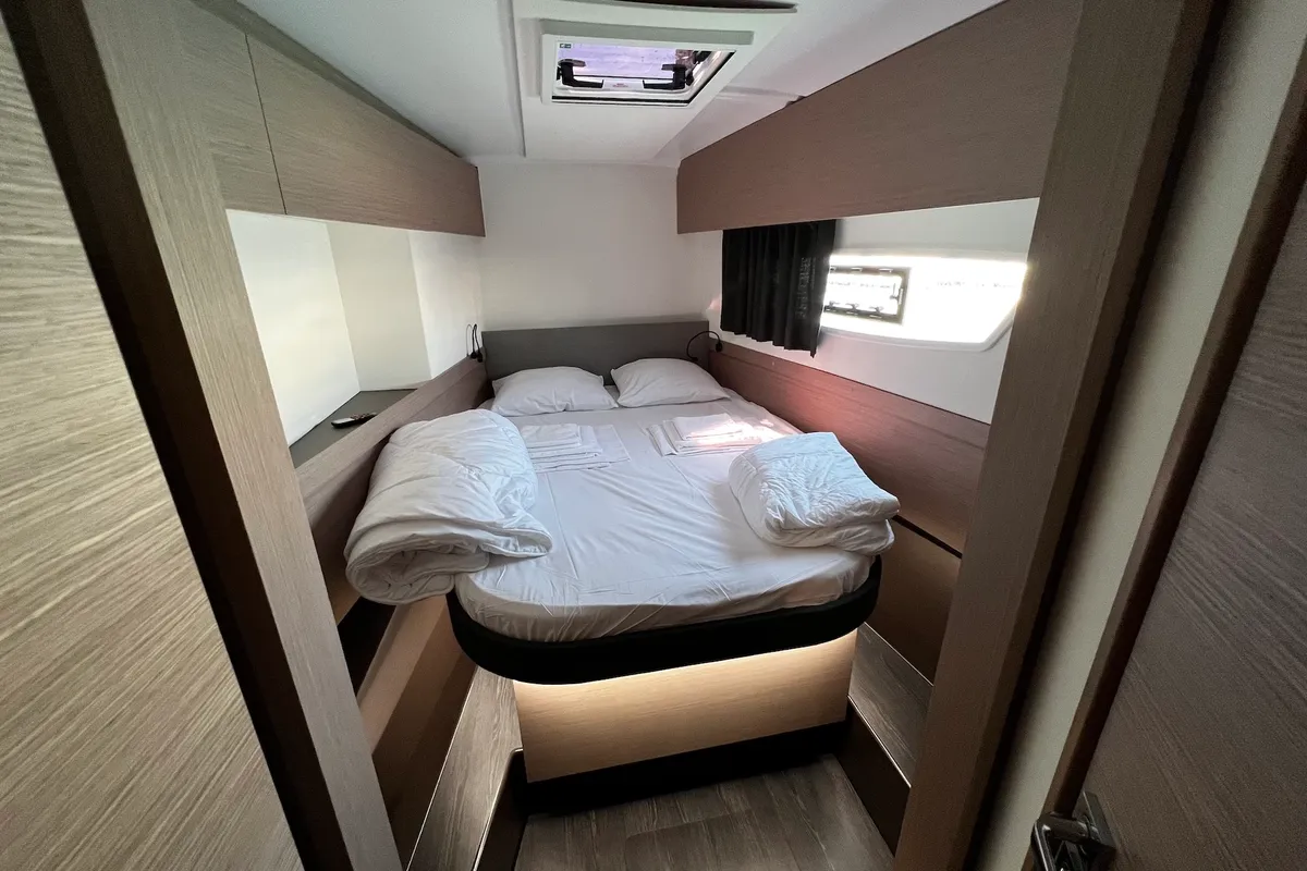 Cabin on Elite, a Fountaine Pajot Astréa 42 catamaran at Općina Sukošan, Croatia