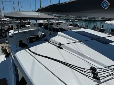 Deck of Elite, a Fountaine Pajot Astréa 42 catamaran at Općina Sukošan, Croatia