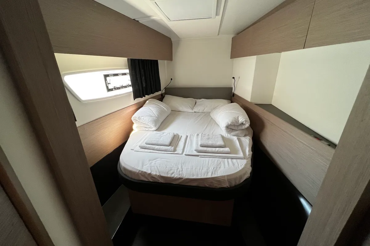 Cabin on Elite, a Fountaine Pajot Astréa 42 catamaran at Općina Sukošan, Croatia