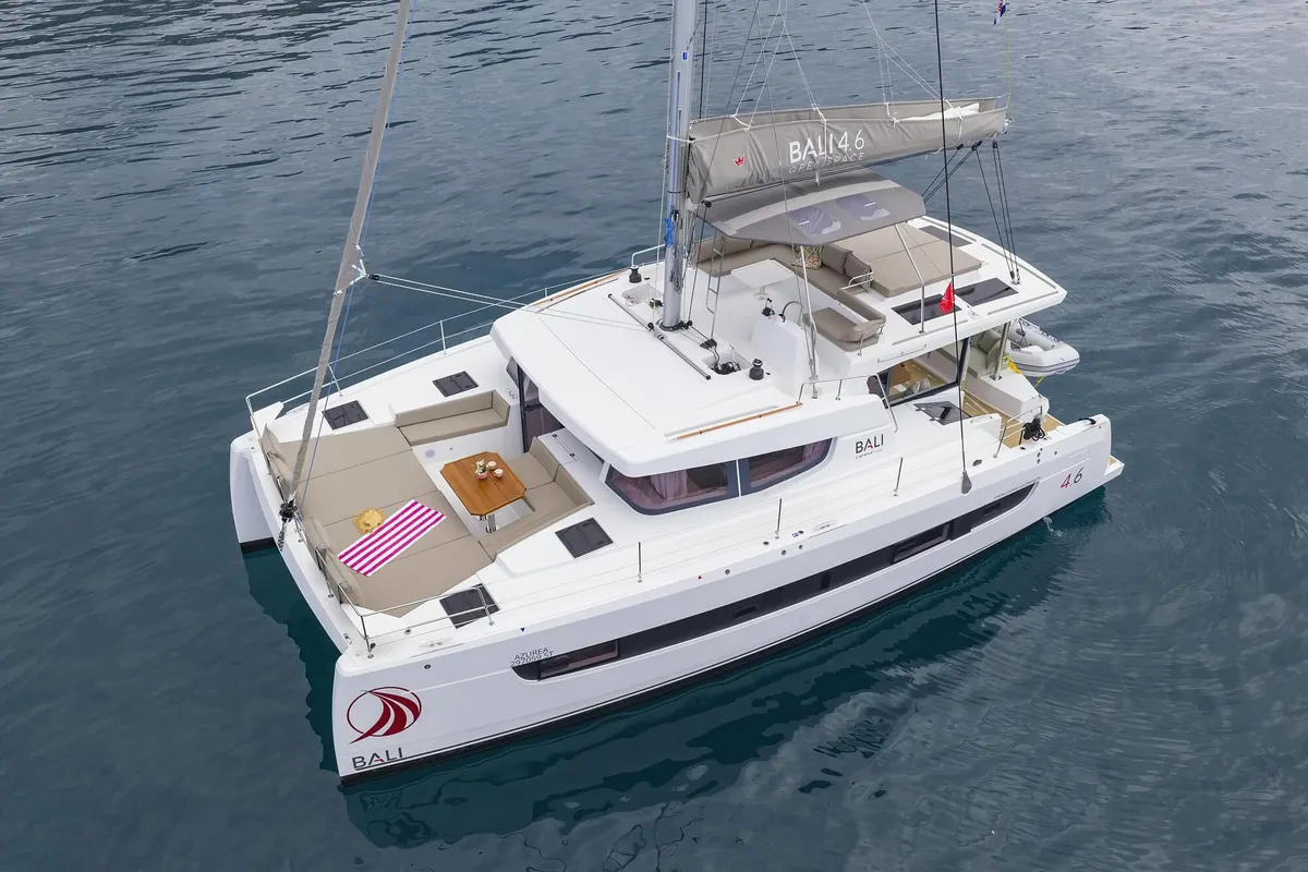 Exterior view of Azuréa, a Bali 4.6 catamaran at Grad Kaštela, Croatia